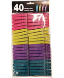 Plastic Clothing Pegs - 40 Pack