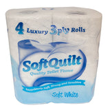 Toilet Rolls 3 Ply - White - 4 Rolls