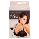 Padded Satin Lace Bra - Black