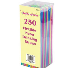 Flexible Neon Straws  - 250 Pack