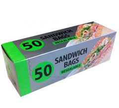 Resealable Largfe Food/Sandwich Bags - 50 Pack