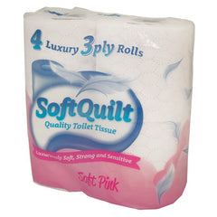 Toilet Rolls 3 Ply - Pink - 4 Rolls