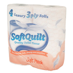 Toilet Rolls 3 Ply - Peach - 4 Rolls