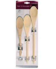 Wooden Kitchen Spoons -  3 Set