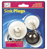 Rubber Sink Plugs - 3 Pack